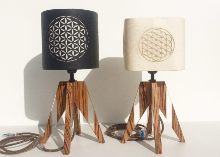 Two pineapple leather lamps by Kanopee 
