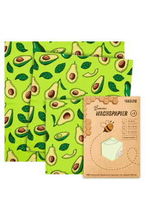 Bienenwachstücher-Set im Avocado-Design von Bambuswald