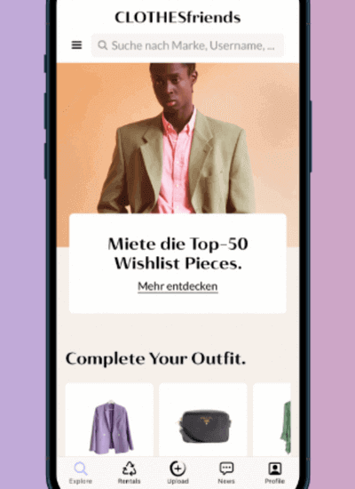 Handy-Bildschirm mit der App Clothesfriends