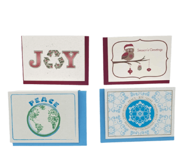 4 Christmas cards made of hemp paper