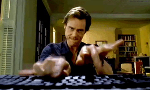 workaholic dad type, a man typing very fast on his laptop GIF